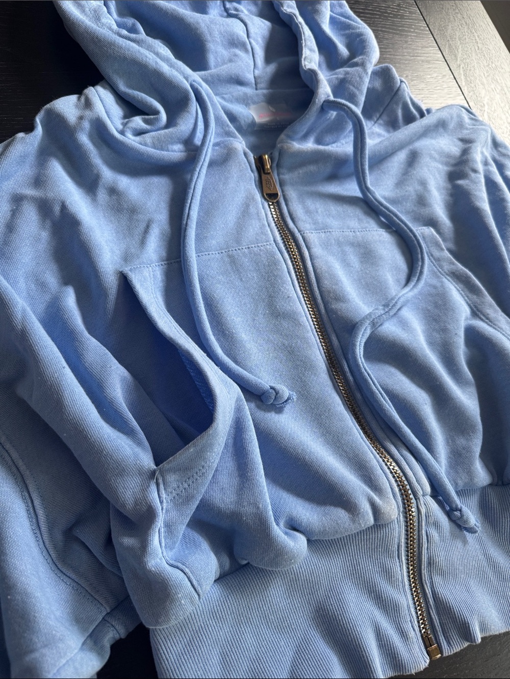 Free People Light Blue Cropped Zip Hoodie - Picture 5 of 7